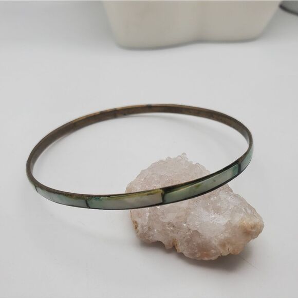 Green marbled bracelet bangle - Picture 2 of 2